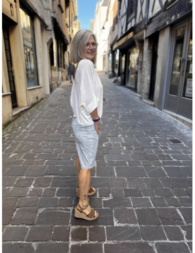 Bermuda BERTA rayé Cream