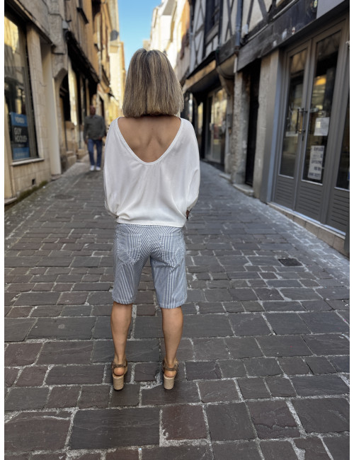 Bermuda BERTA rayé Cream