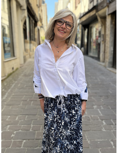 jupe TIAH navy blue toile Cream