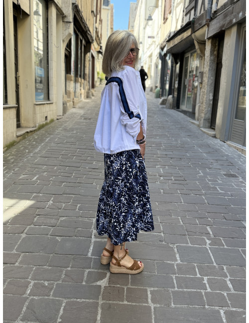 jupe TIAH navy blue toile Cream