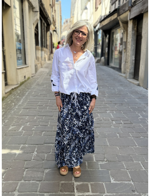 jupe TIAH navy blue toile Cream