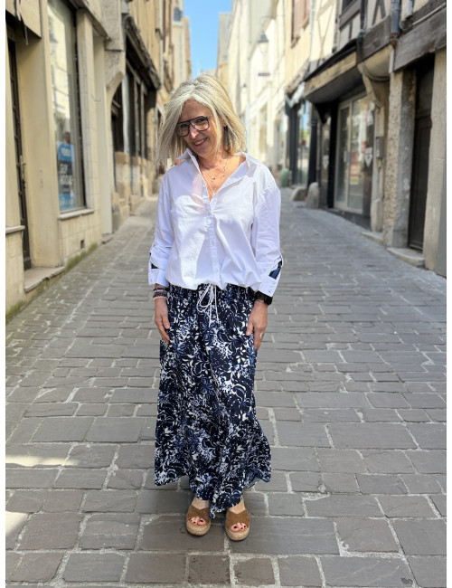 jupe TIAH navy blue toile Cream