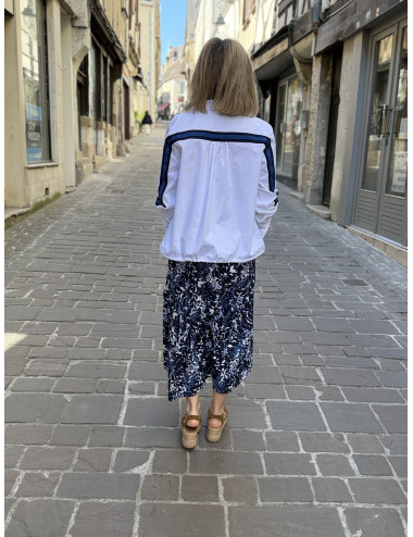 jupe TIAH navy blue toile Cream