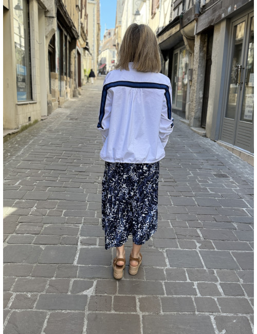 jupe TIAH navy blue toile Cream