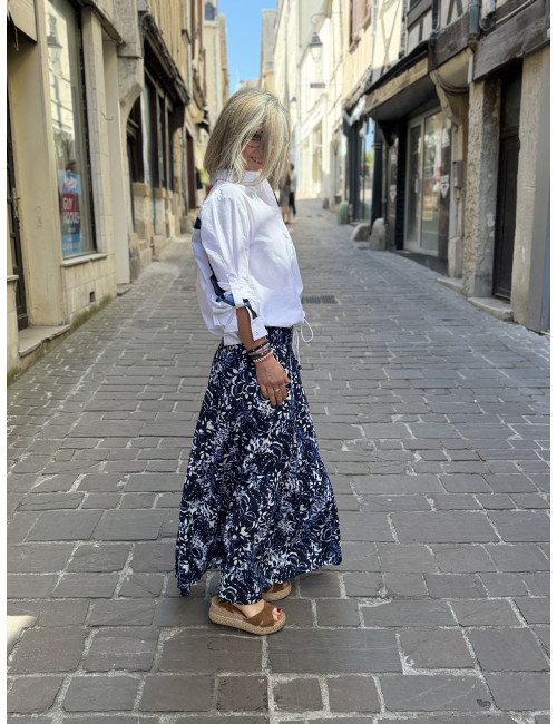 jupe TIAH navy blue toile Cream