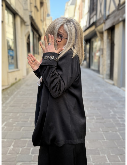 Blazer fluide black strass poignet TINA Les Blondinettes