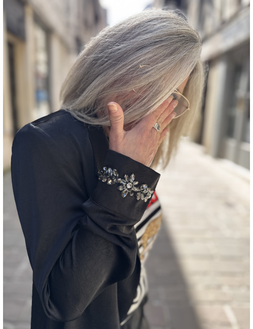 Blazer fluide black strass poignet TINA Les Blondinettes