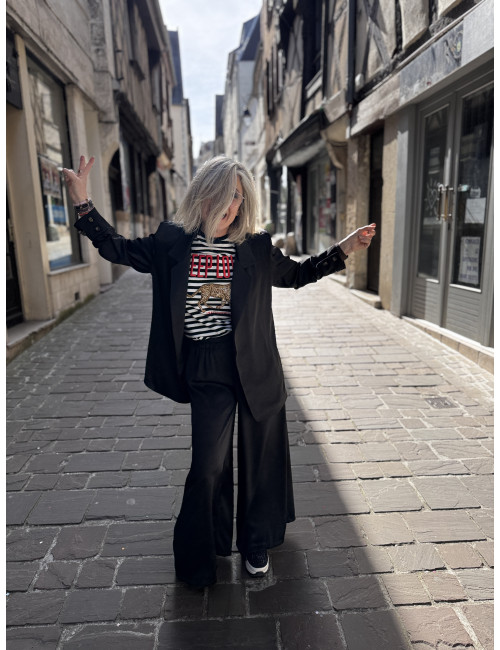 Blazer fluide black strass poignet TINA Les Blondinettes