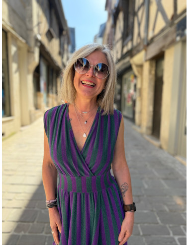 robe longue verte et violette Les Blondinettes