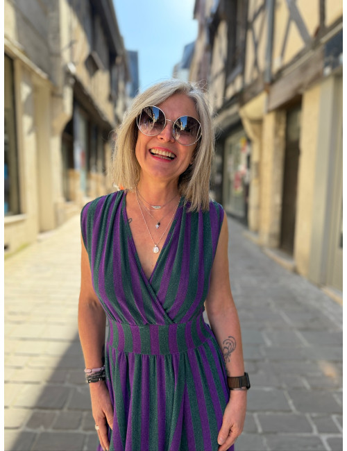 robe longue verte et violette Les Blondinettes