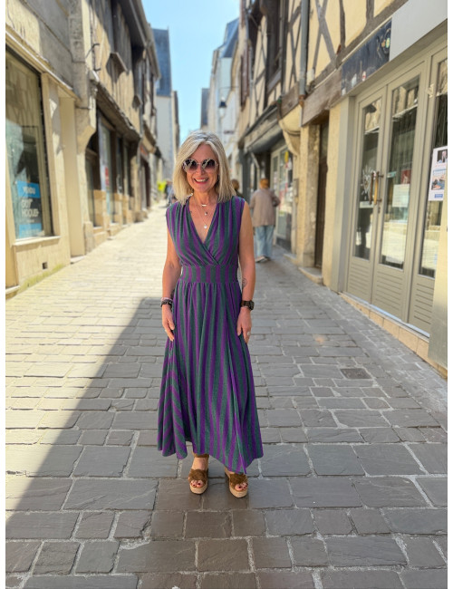 robe longue verte et violette Les Blondinettes