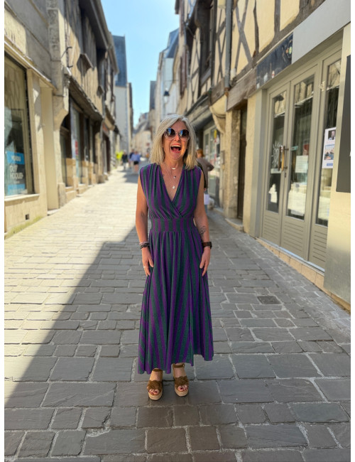 robe longue verte et violette Les Blondinettes