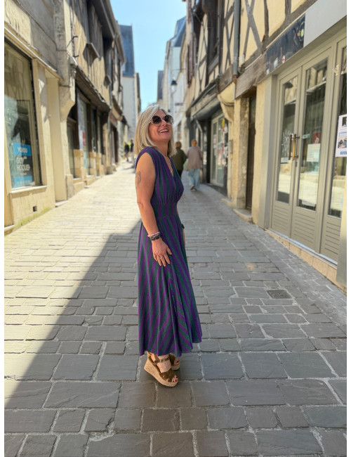 robe longue verte et violette Les Blondinettes