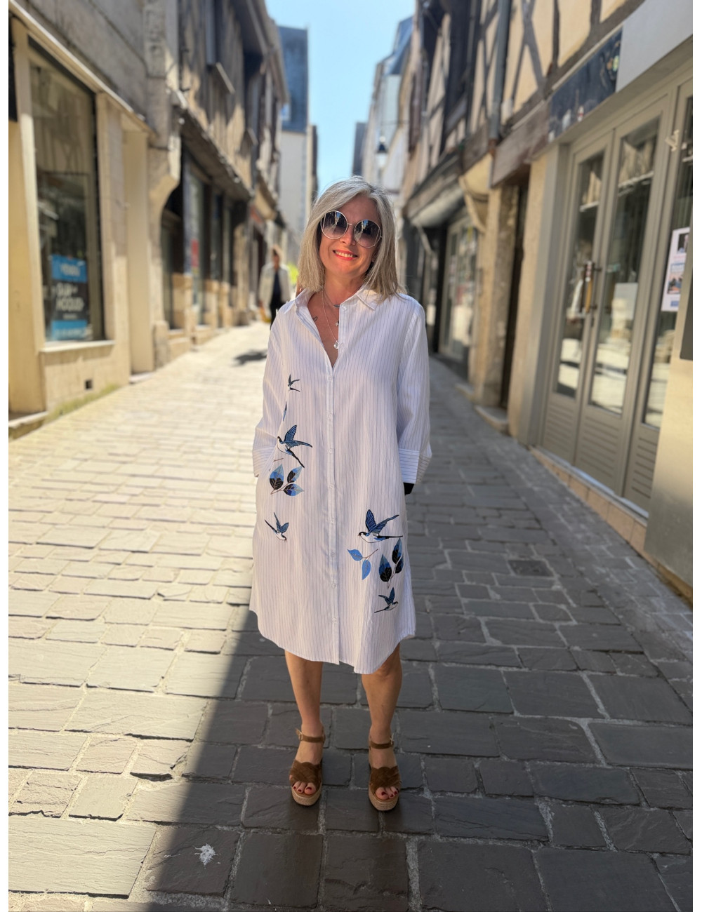 robe chemise rayée SILJE Cream