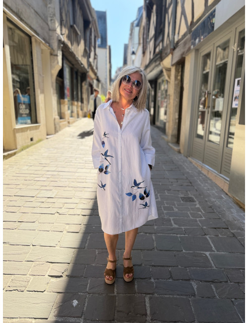 robe chemise rayée SILJE Cream