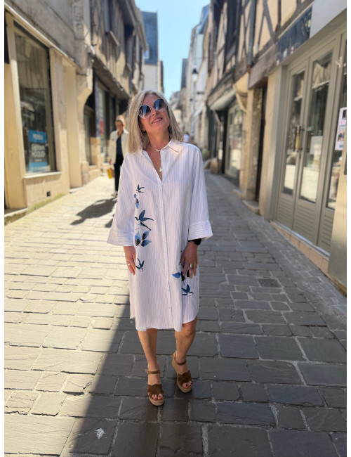 robe chemise rayée SILJE Cream