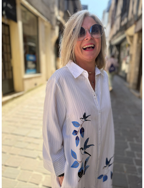 robe chemise rayée SILJE Cream