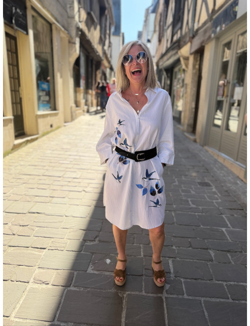 robe chemise rayée SILJE Cream