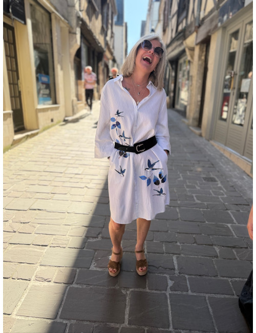 robe chemise rayée SILJE Cream