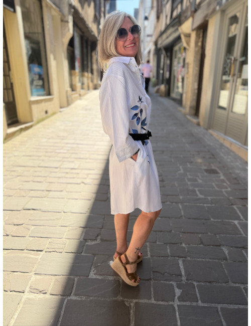 robe chemise rayée SILJE Cream