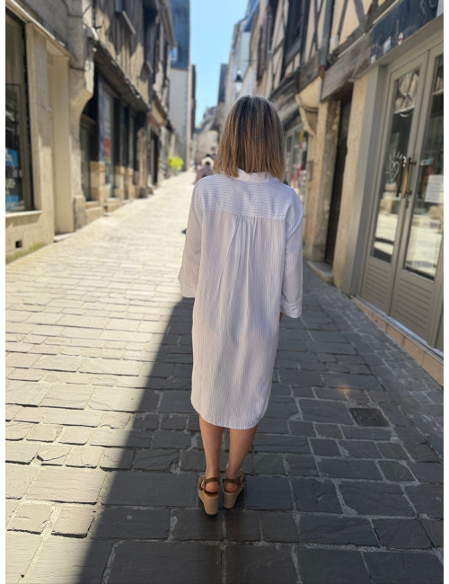 robe chemise rayée SILJE Cream