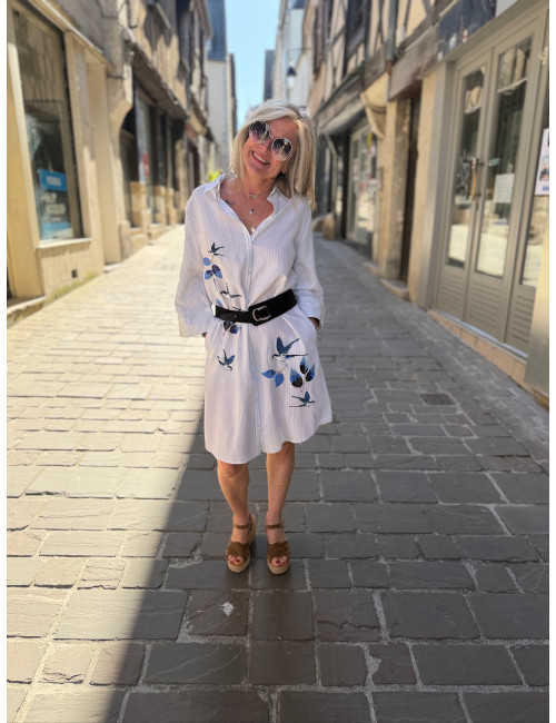 robe chemise rayée SILJE Cream