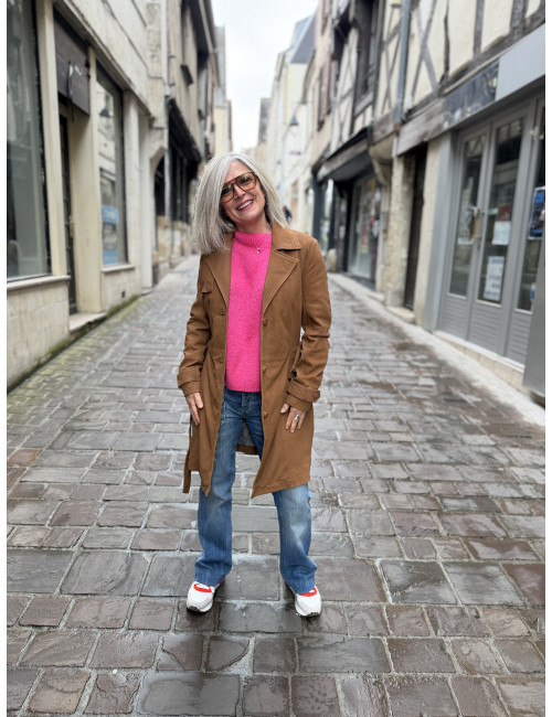 Trench cuir LILITY  cognac Mauritius