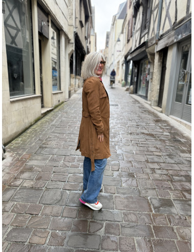 Trench cuir LILITY  cognac Mauritius
