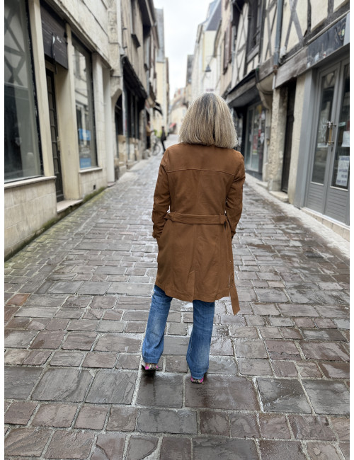 Trench cuir LILITY  cognac Mauritius