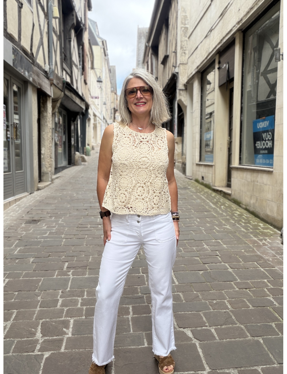Jeans PRISKA blanc Le Temps Des Cerises