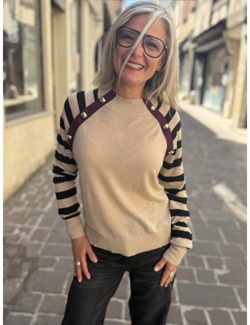 Pull rayé beige LoLa Casademunt