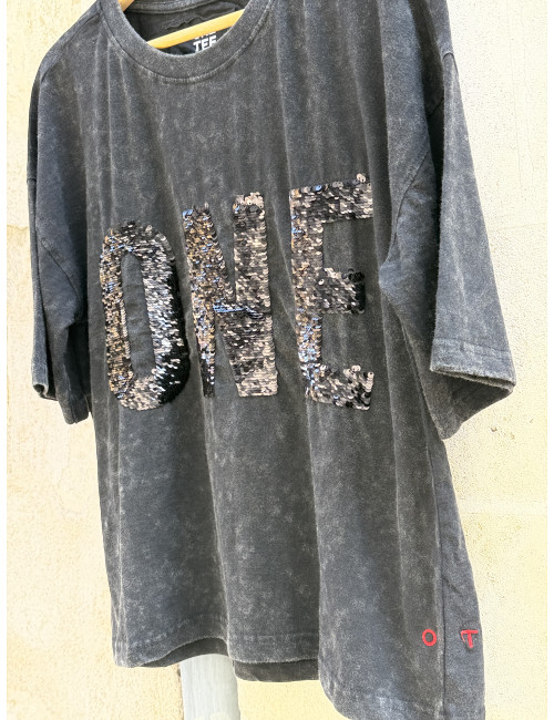 Tee shirt ALAN sequins black One Tee