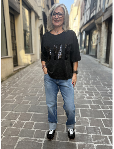 Tee shirt ALAN sequins black One Tee