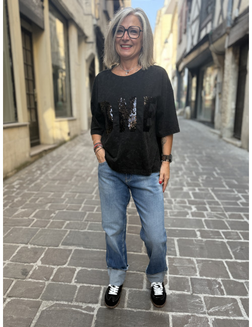 Tee shirt ALAN sequins black One Tee