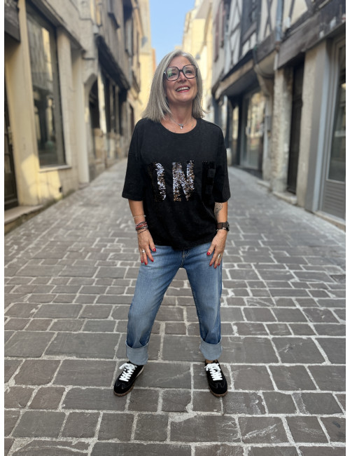 Tee shirt ALAN sequins black One Tee