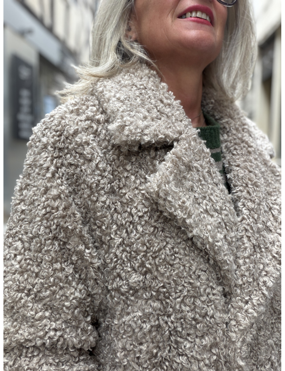 Manteau bouclette taupe