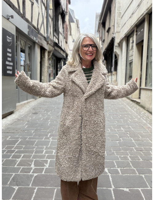 Manteau bouclette taupe