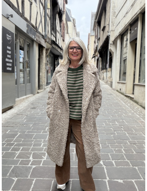 Manteau bouclette taupe
