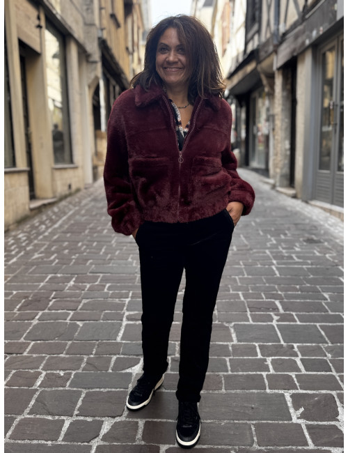 Blouson court fourrure synthétique ISLA porto red King Louie