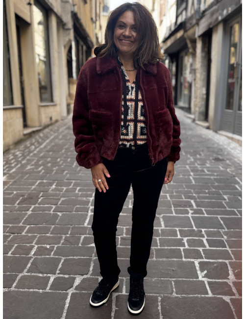 Blouson court fourrure synthétique ISLA porto red King Louie