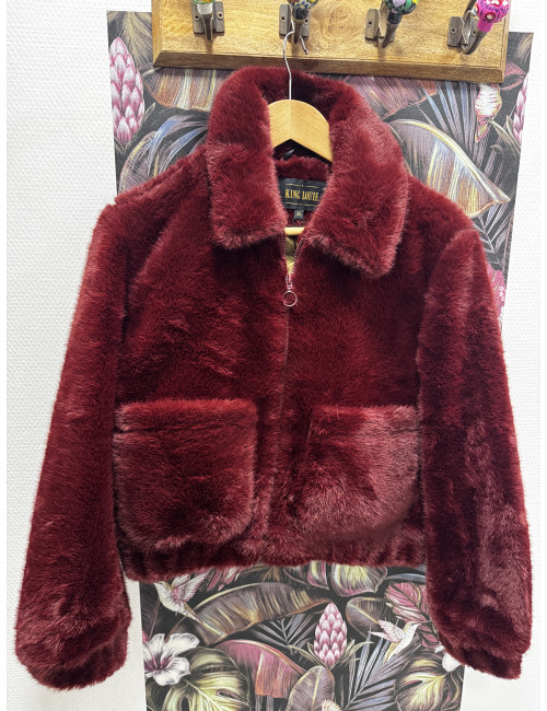 Blouson court fourrure synthétique ISLA porto red King Louie