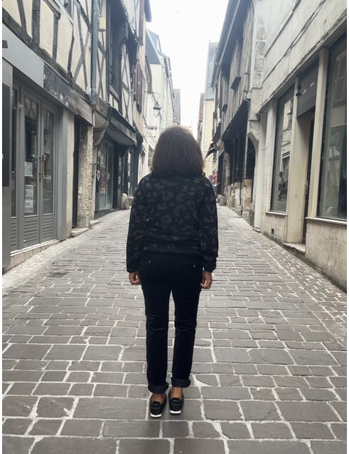 Pull noir imprimé  et strass Lola Casademunt
