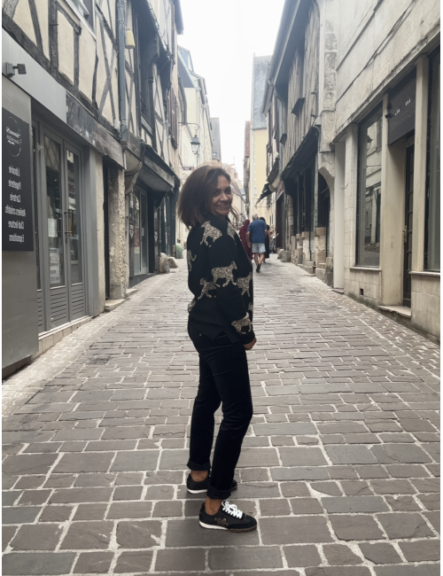 Pull jacquard léopards noir  Lola Casademunt