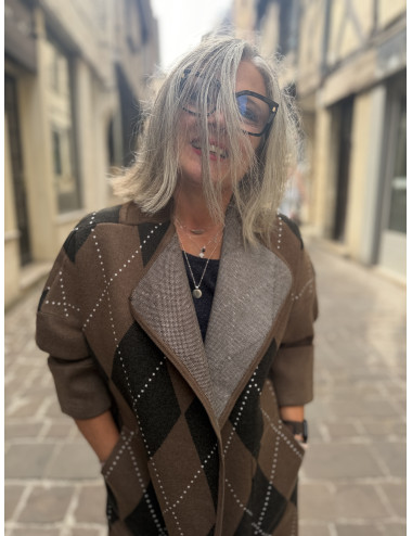 Gilet KOH chocolat losanges Orfeo