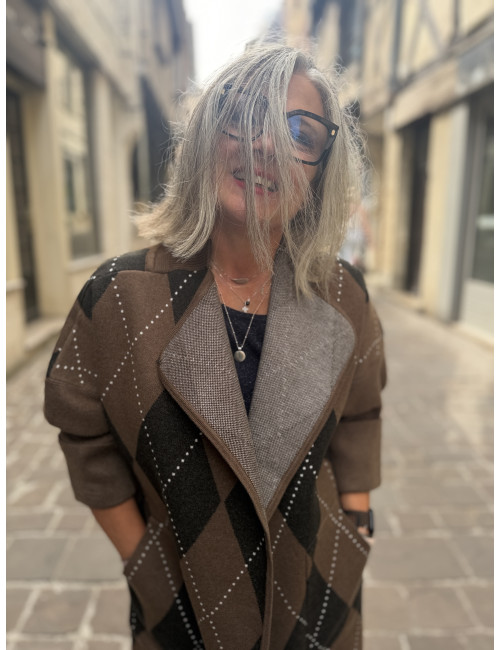 Gilet KOH chocolat losanges Orfeo