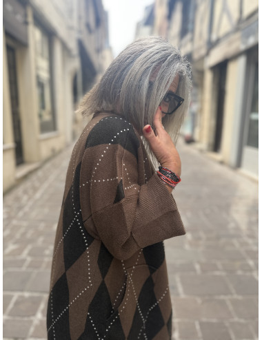 Gilet KOH chocolat losanges Orfeo