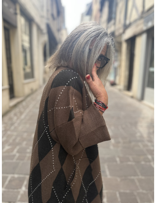 Gilet KOH chocolat losanges Orfeo
