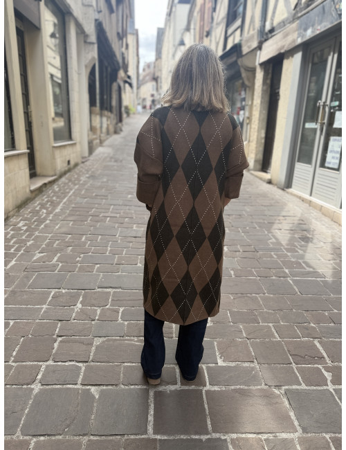 Gilet KOH chocolat losanges Orfeo