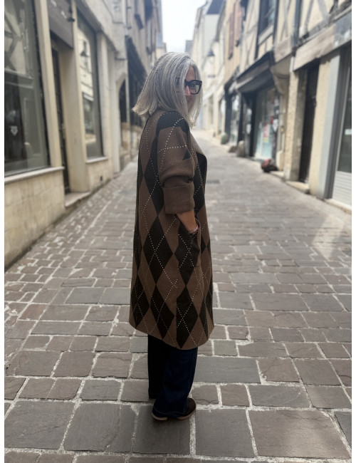 Gilet KOH chocolat losanges Orfeo