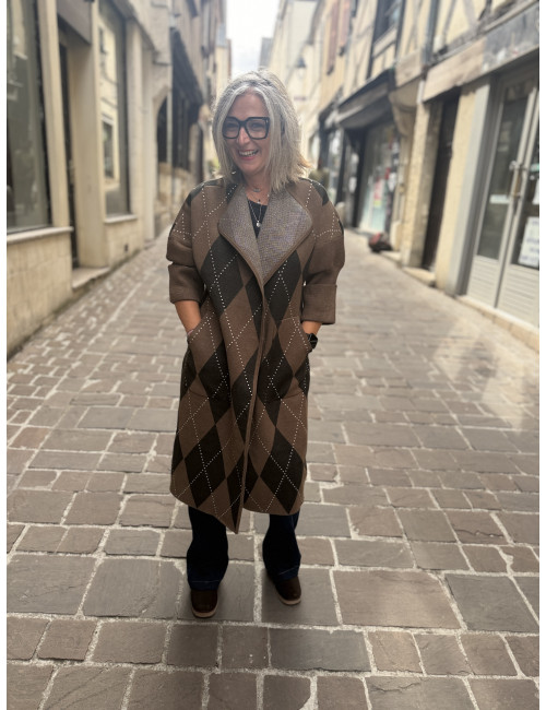 Gilet KOH chocolat losanges Orfeo